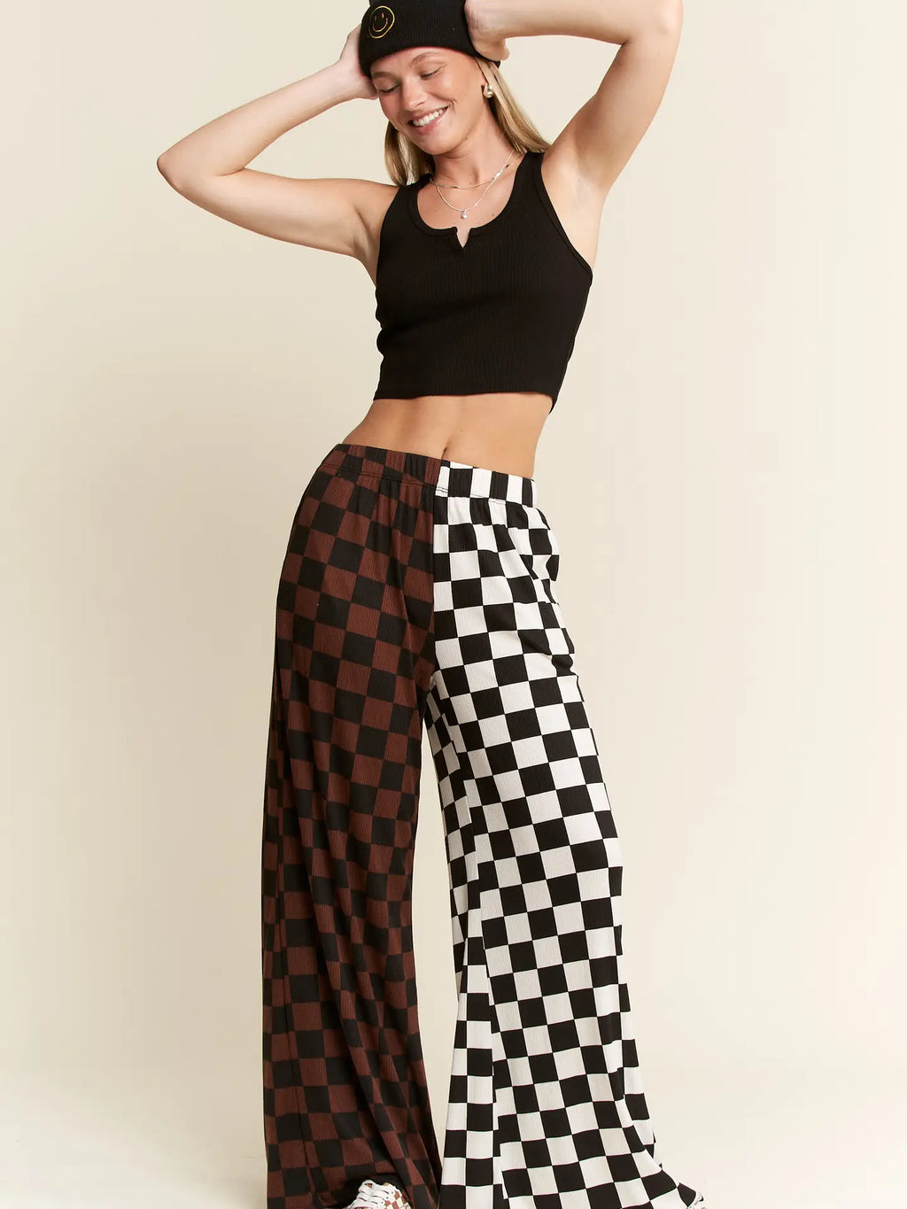 Split checkered pants