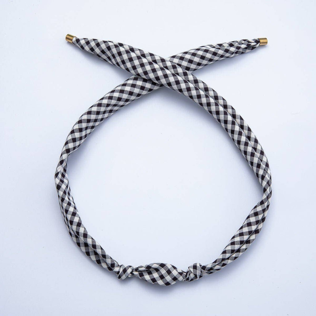 Stainless Steel Knotted Mini Gingham Bandana Scarf Necklace