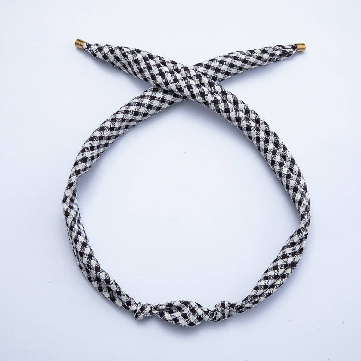 Stainless Steel Knotted Mini Gingham Bandana Scarf Necklace
