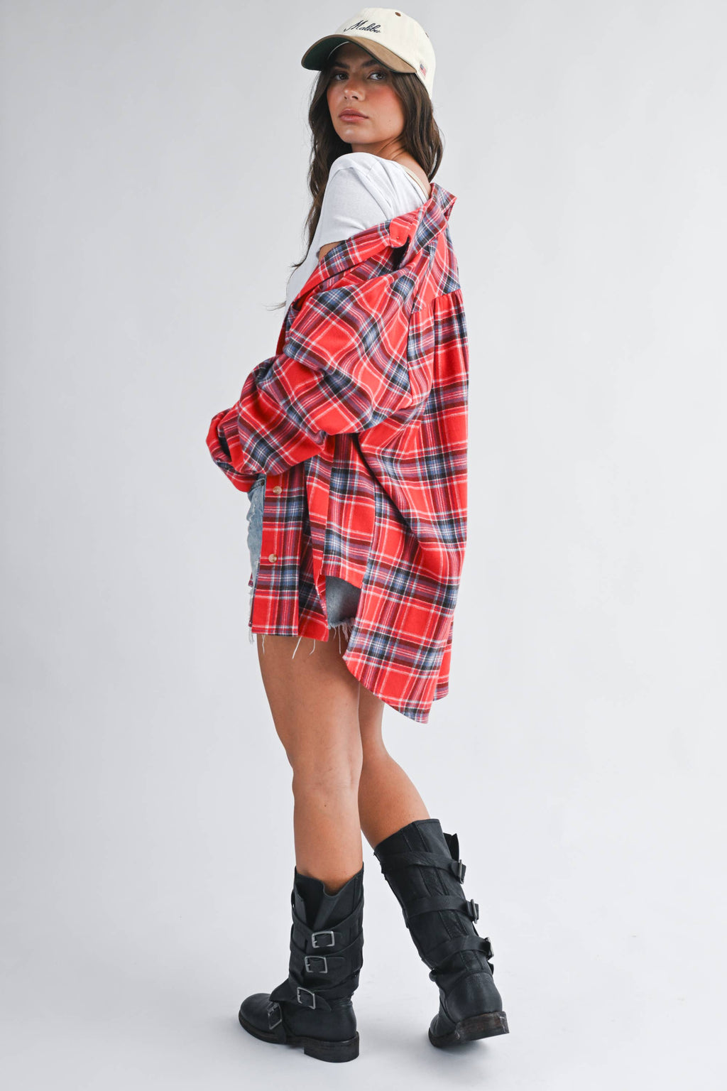 Oversized Plaid Button Down Shirt