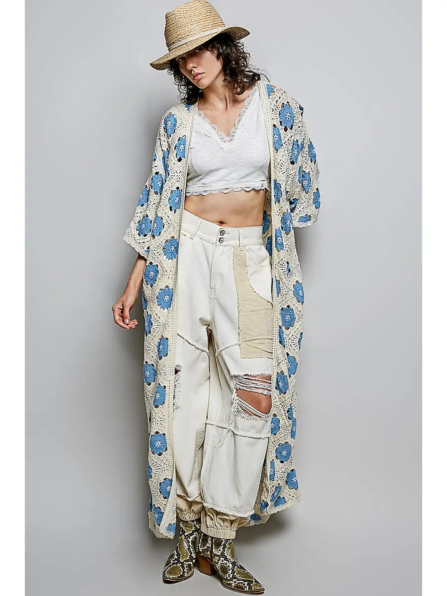 Crochet baby blue cardigan