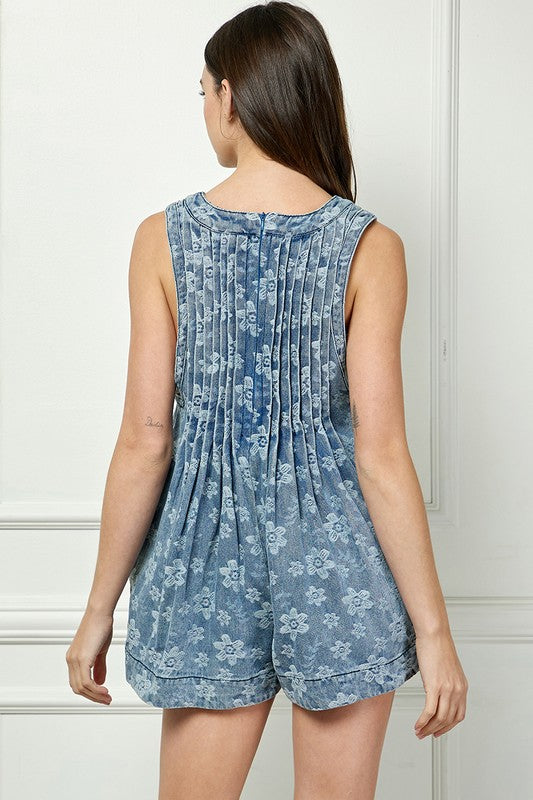 Floral Sleeveless short romper