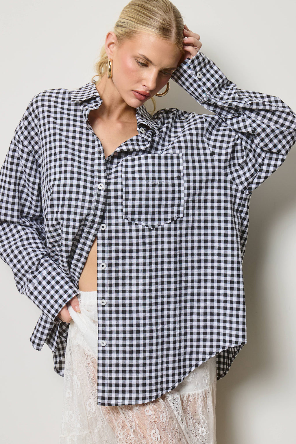 Oversized Gingham Button Down
