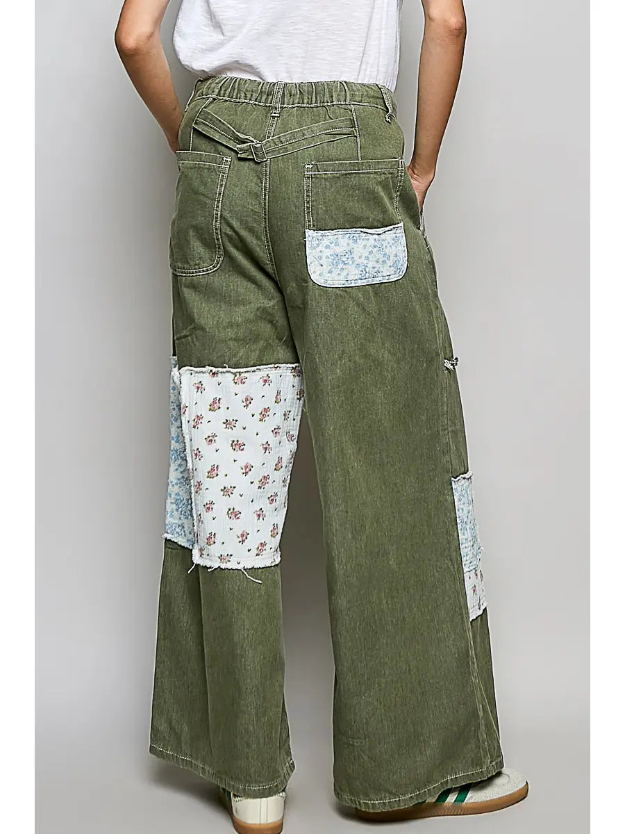 Olive patchwork pants