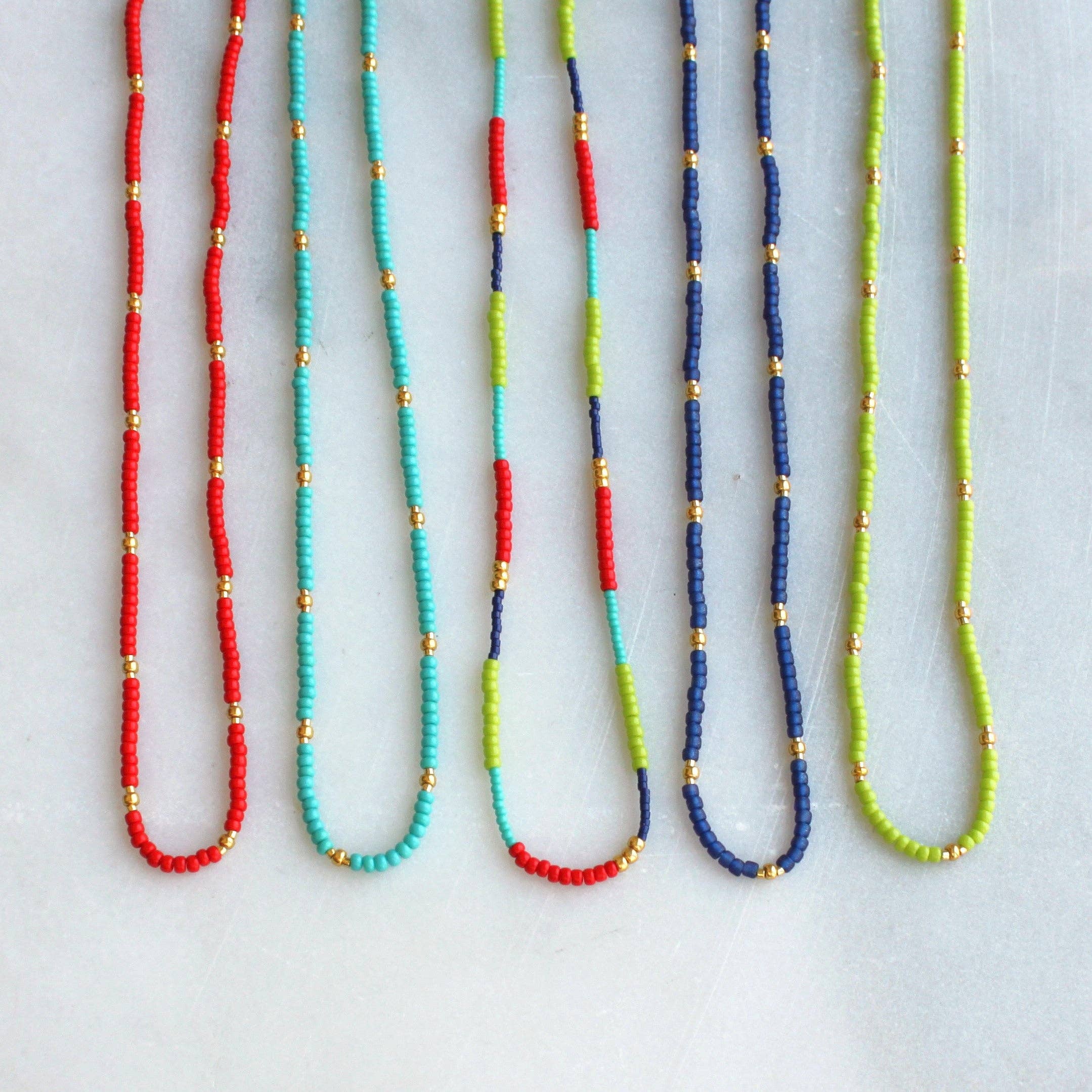 Lettie Seed Bead Necklace: Navy