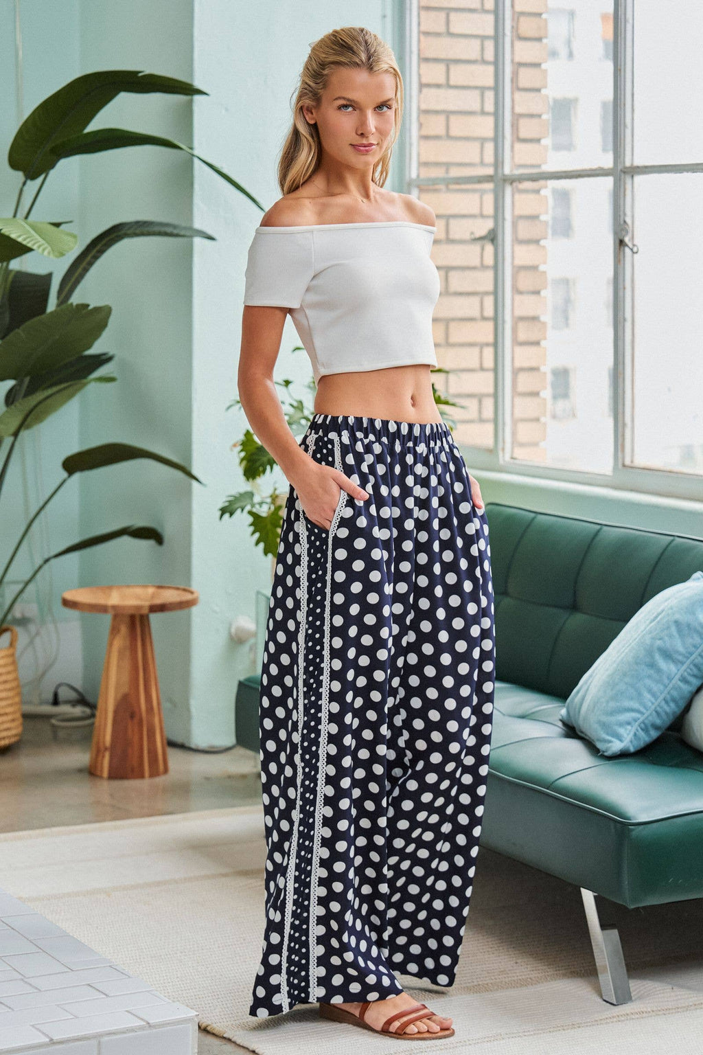 CONTRAST DOT SIDE PANEL PANTS