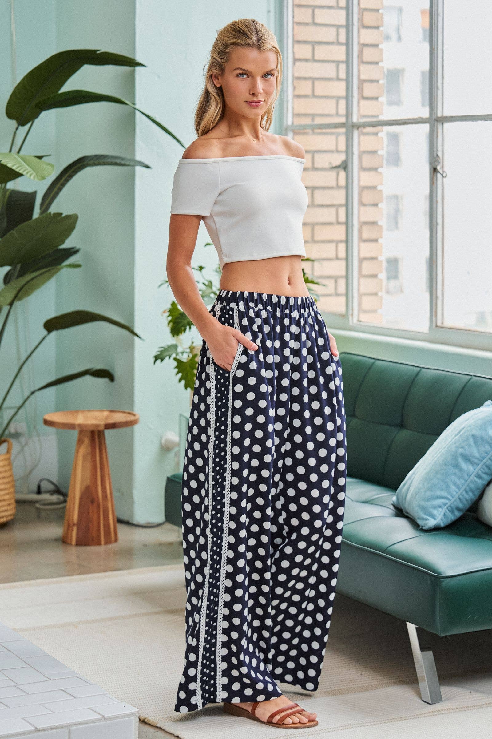 CONTRAST DOT SIDE PANEL PANTS
