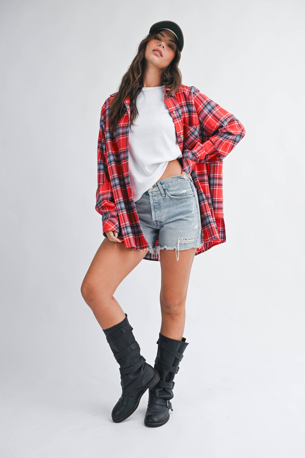 Oversized Plaid Button Down Shirt