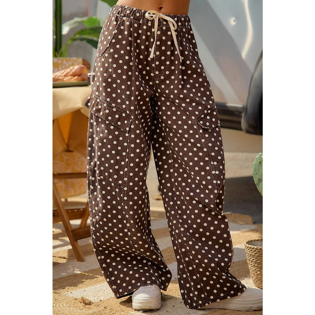 Polka dot wide leg pants