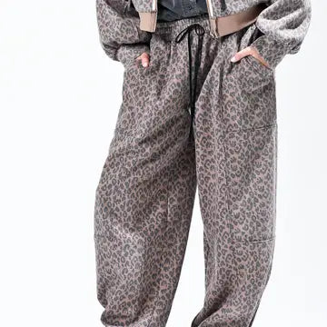 Brown and black leopard sweatpants