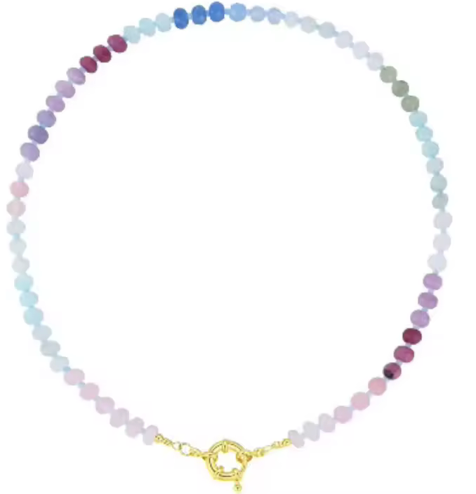 Gemstone Candy Bead Rainbow and Charm Collector Necklace