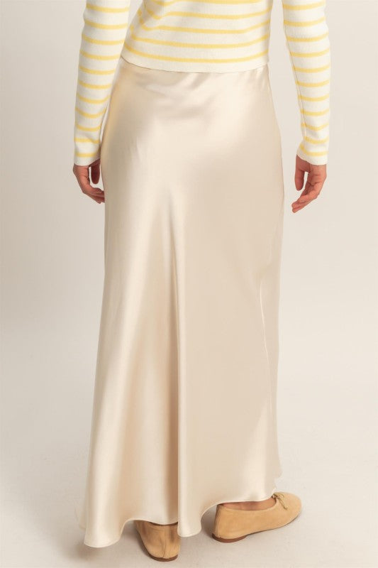 Champagne satin maxi skirt