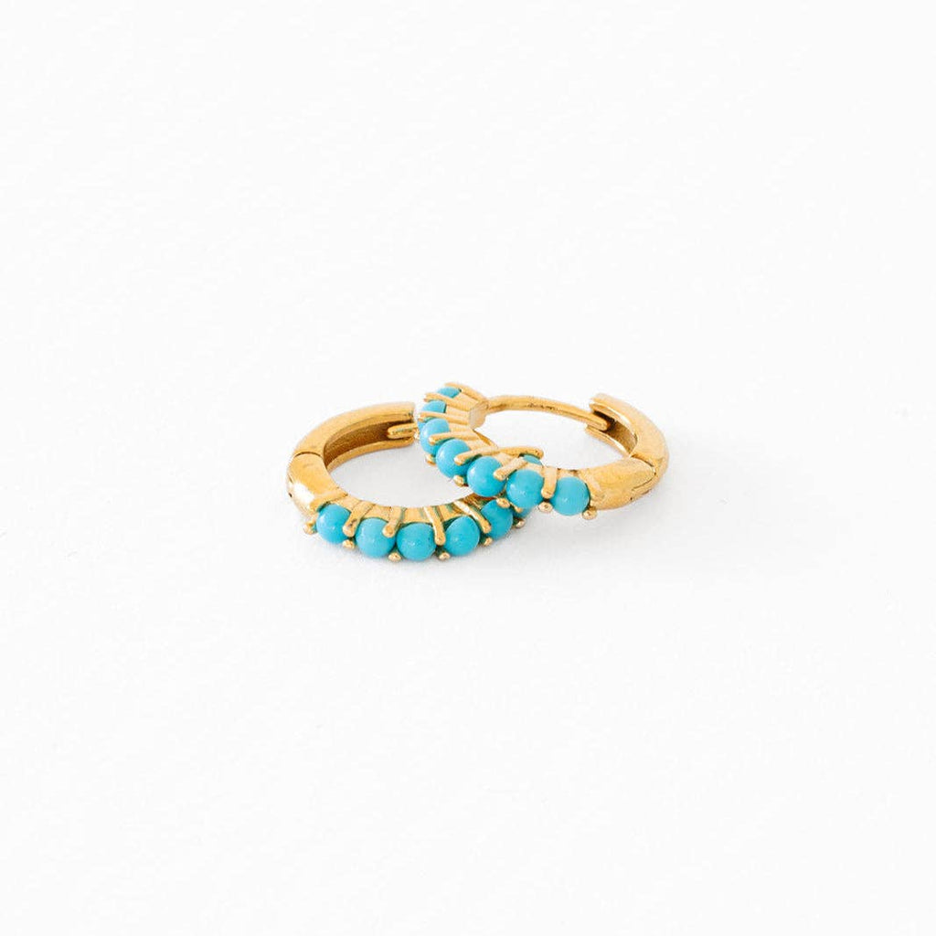 Turquoise Hoop Earrings - Hypoallergenic, Flat Back, Girl