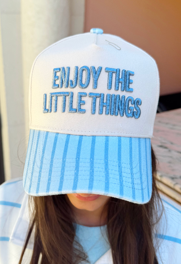 Enjoy the Little Things - Blue Stripe Vintage Trucker Hat