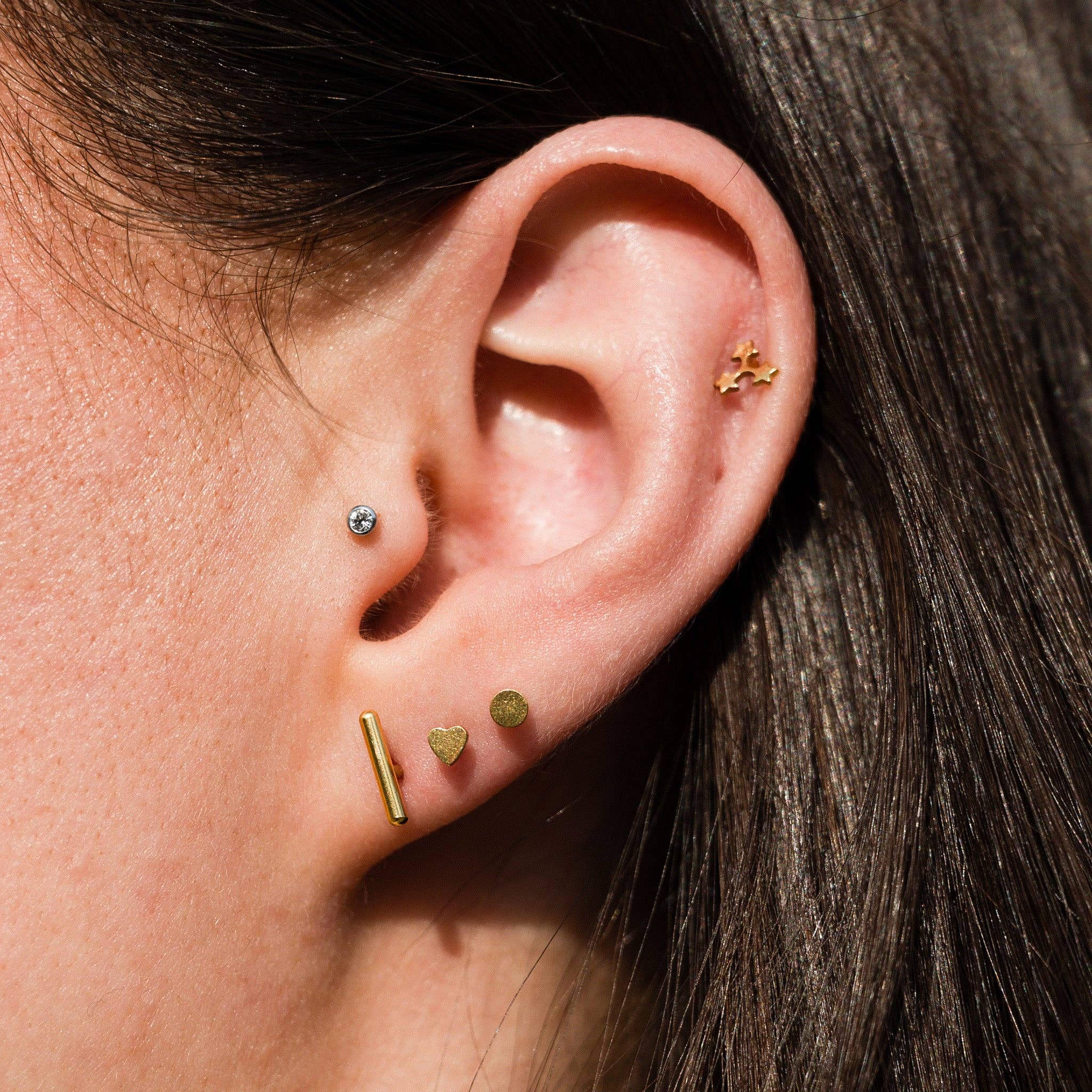 14k Gold Heart Flat Back Stud Earrings