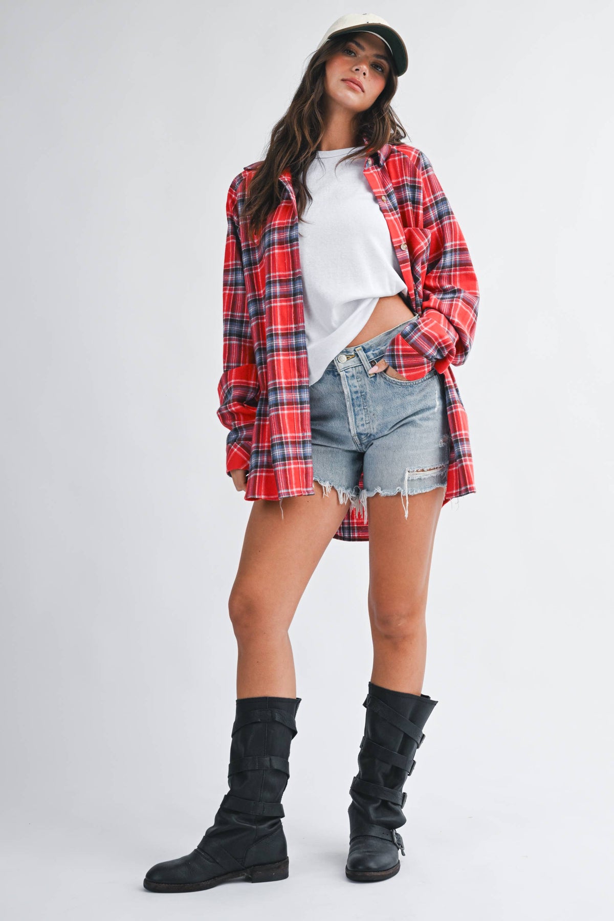 Oversized Plaid Button Down Shirt