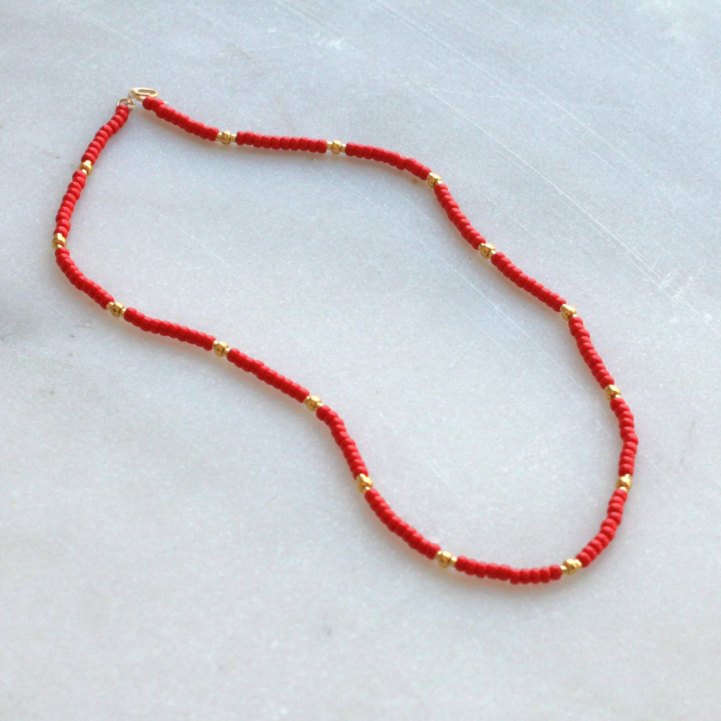 Lettie Seed Bead Necklace: Navy