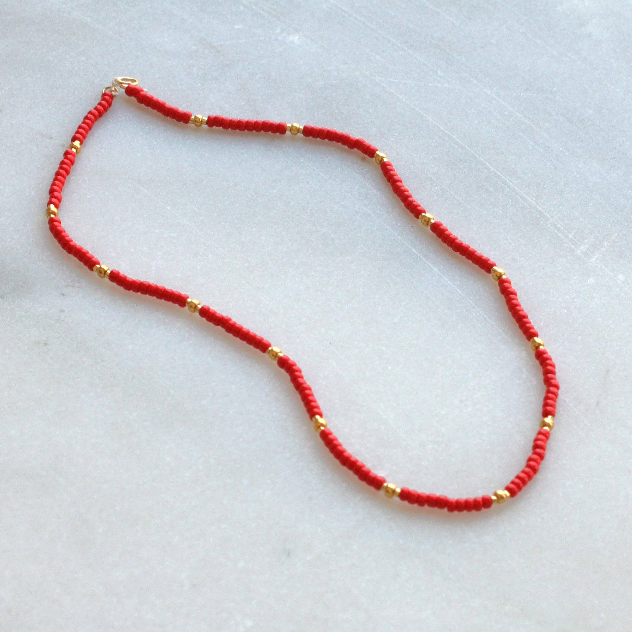 Lettie Seed Bead Necklace: Navy