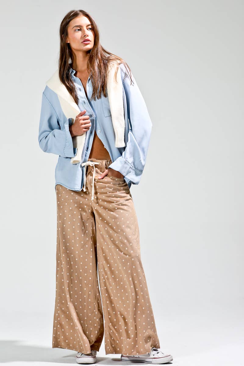 Corduroy mini polka pants