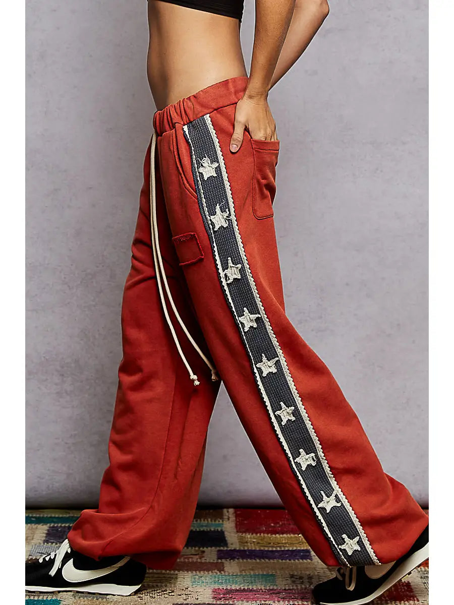 Side star knit pants