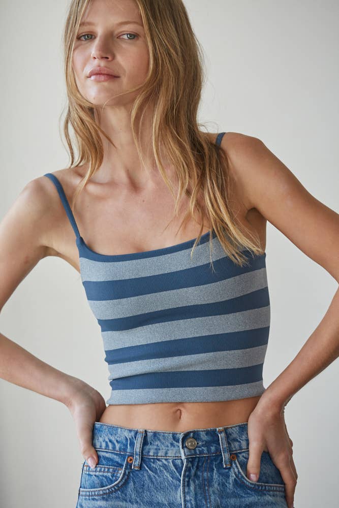 Knit Striped Seamless Cami Reversible