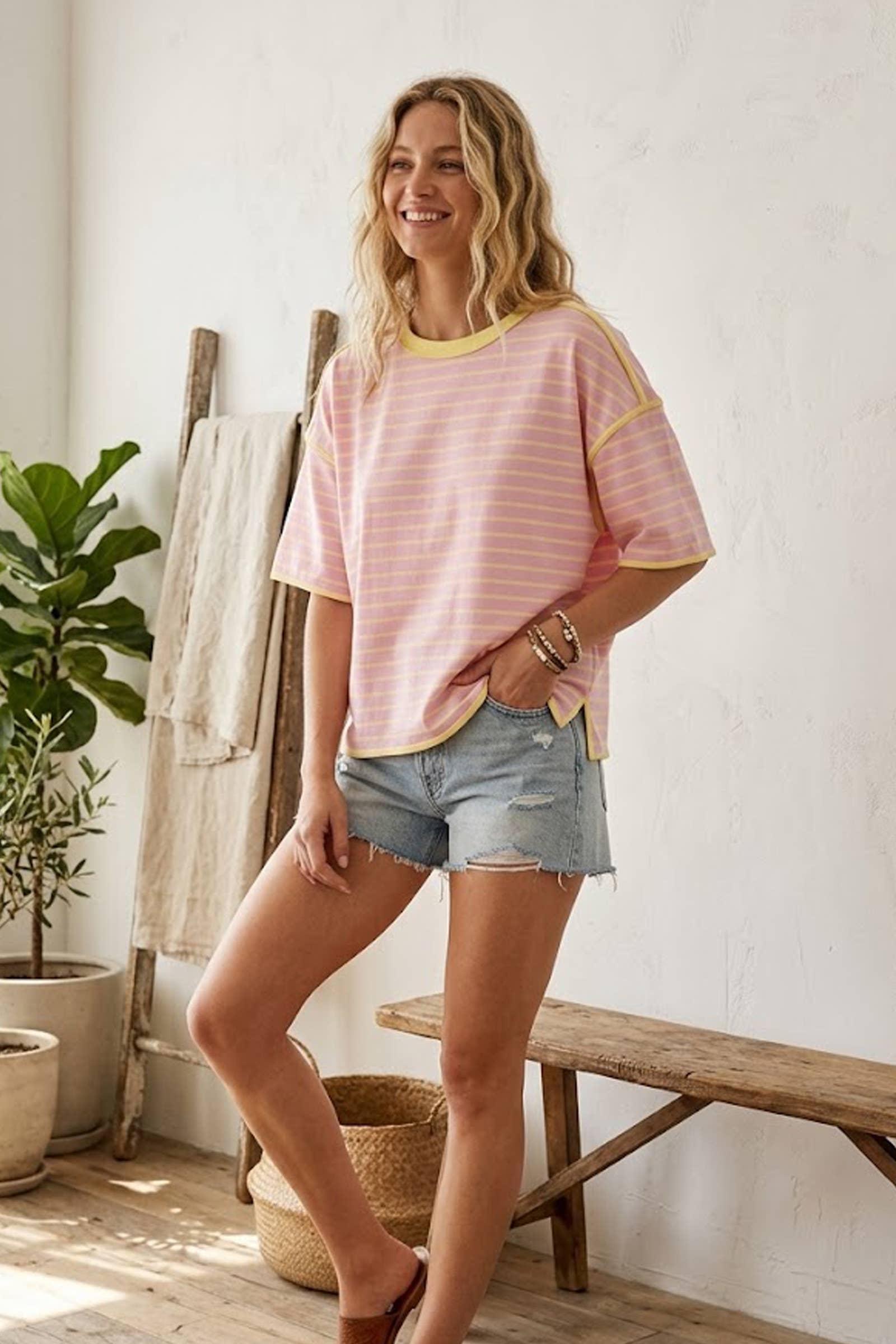 Striped Relaxed Fit Knit Tee