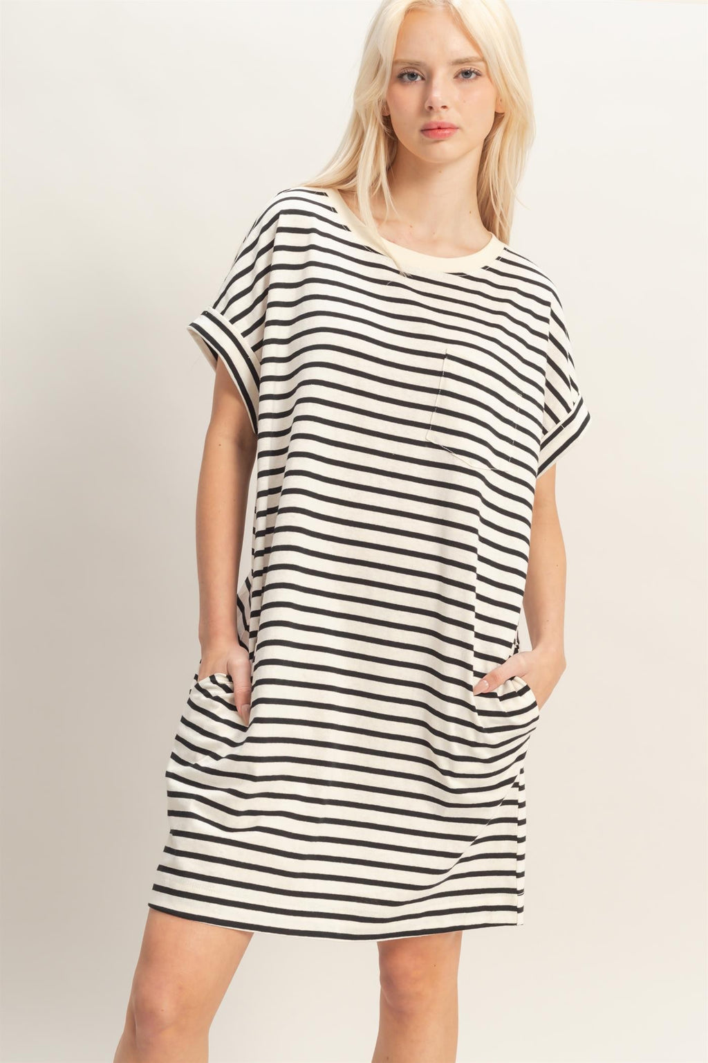 Black striped t-shirt dress