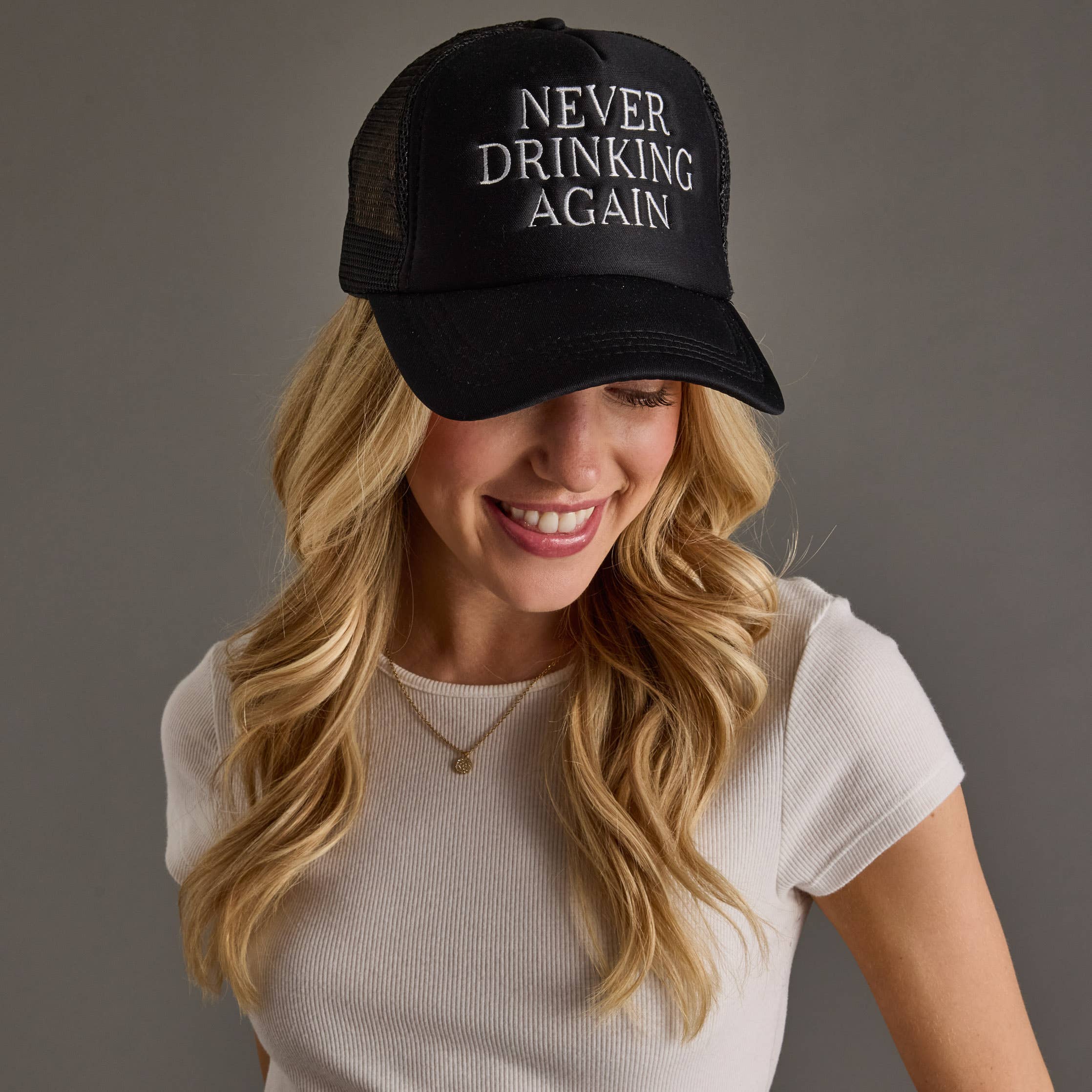 Black Never Drinking Again Trucker Hat