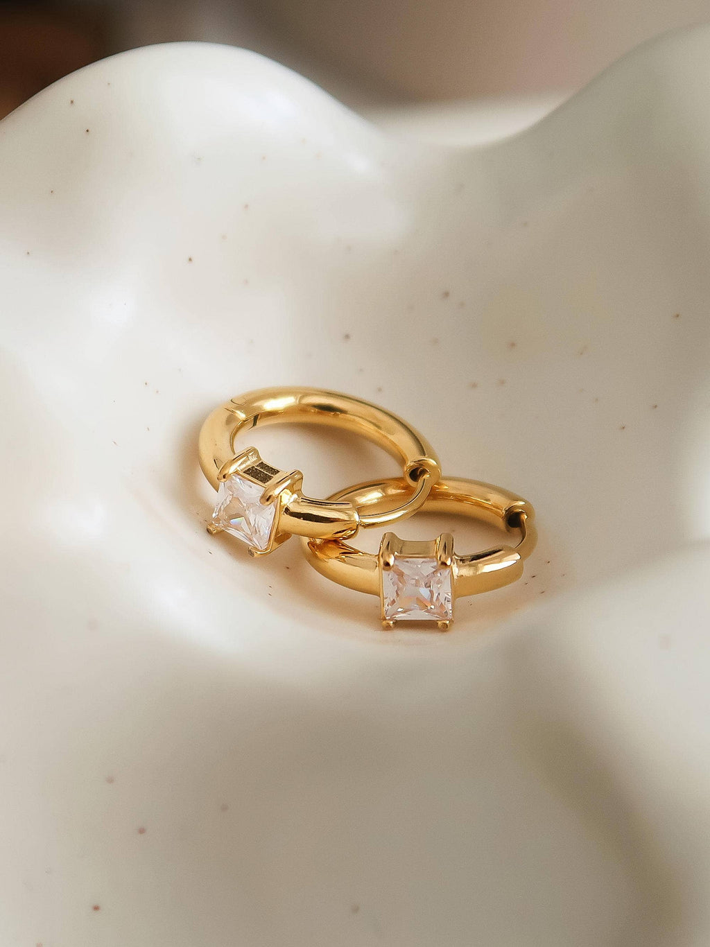 Adhara 18K Gold Non-Tarnish CZ Huggie Earrings