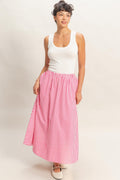 Pink striped midi skirt