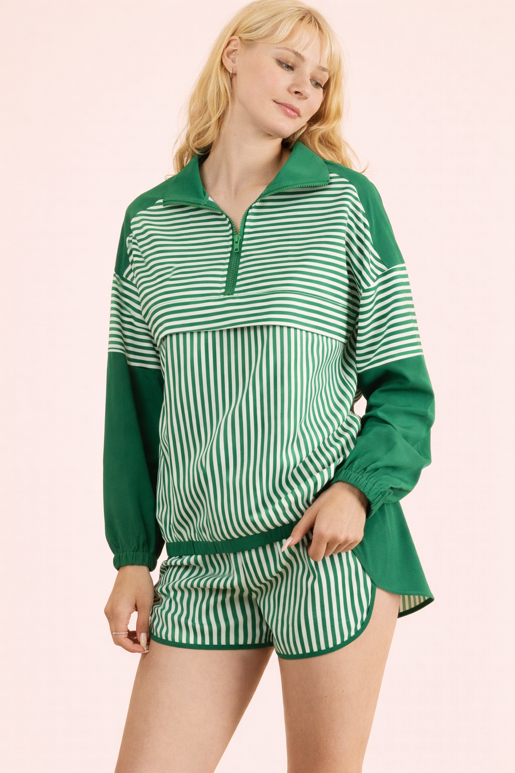 Stripe Active Top & Shorts Set