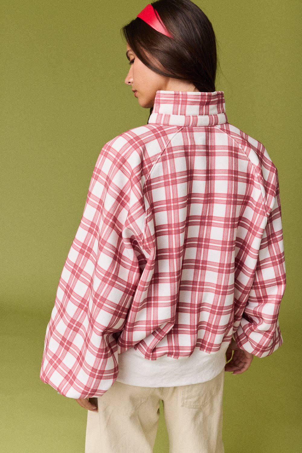 Plaid Mock Neck Sweatshirt