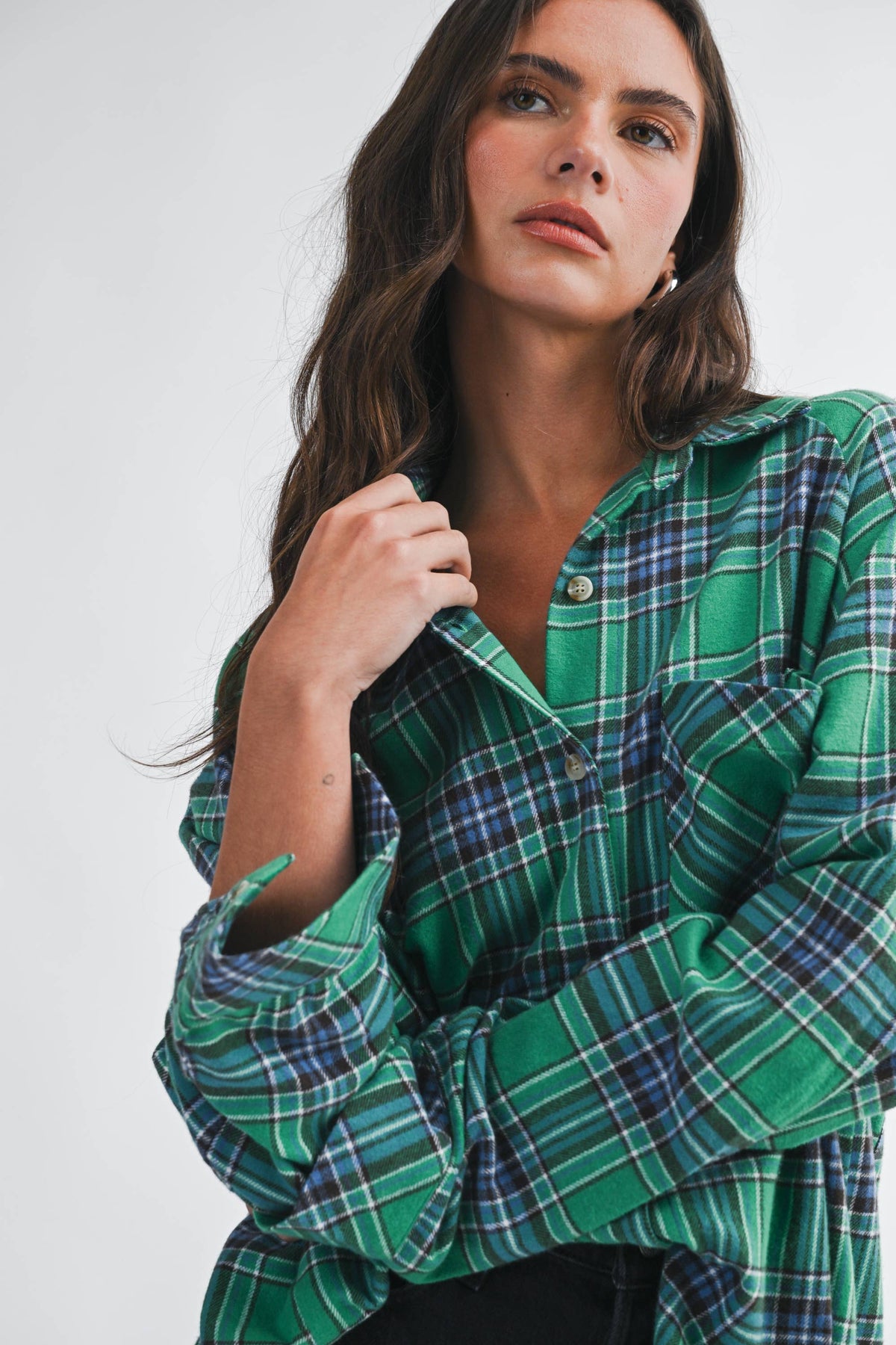 Oversized Plaid Button Down Shirt