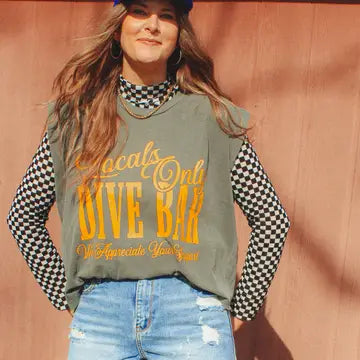 Locals only dive bar boxy tank