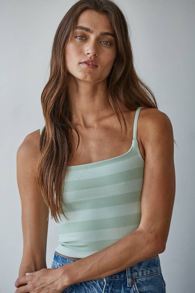 Knit Striped Seamless Cami Reversible