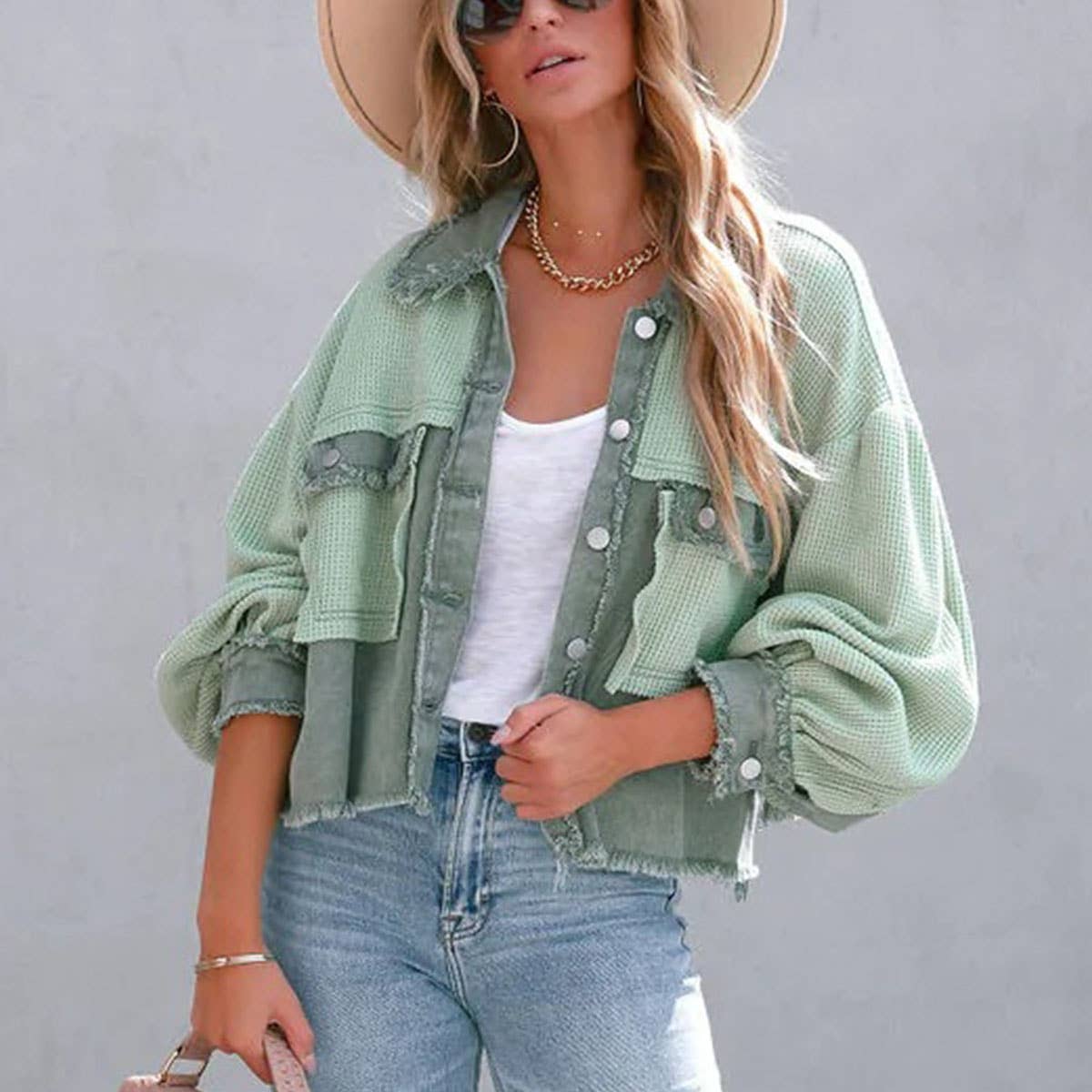 two toned cropped shacket