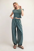 Short sleeve wrap pant set