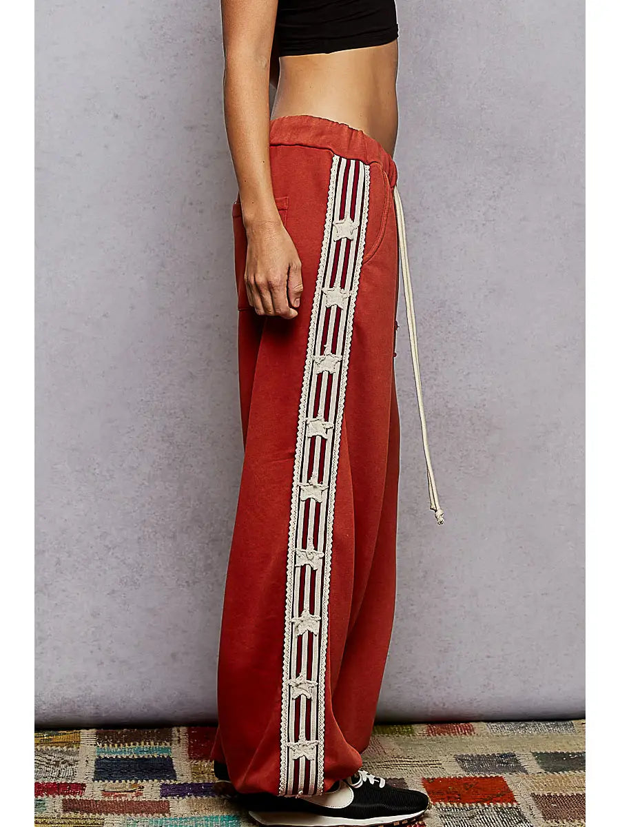Side star knit pants