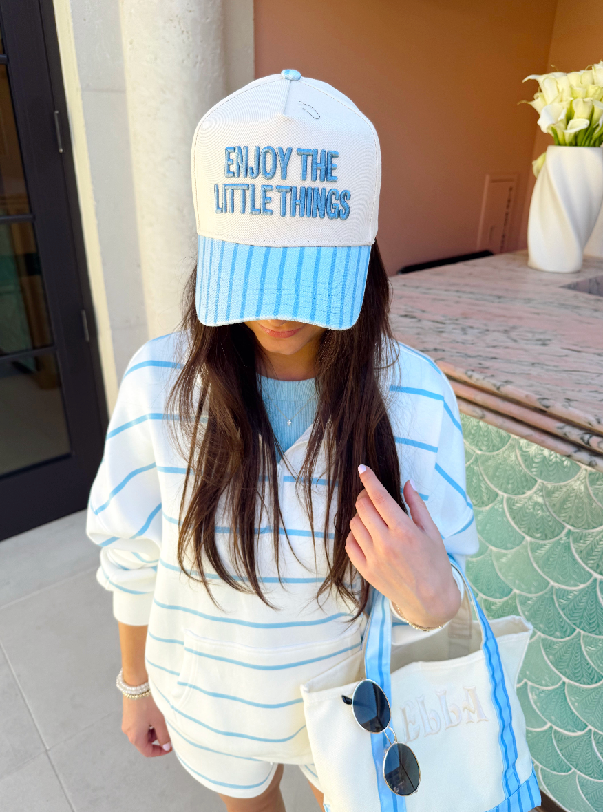 Enjoy the Little Things - Blue Stripe Vintage Trucker Hat
