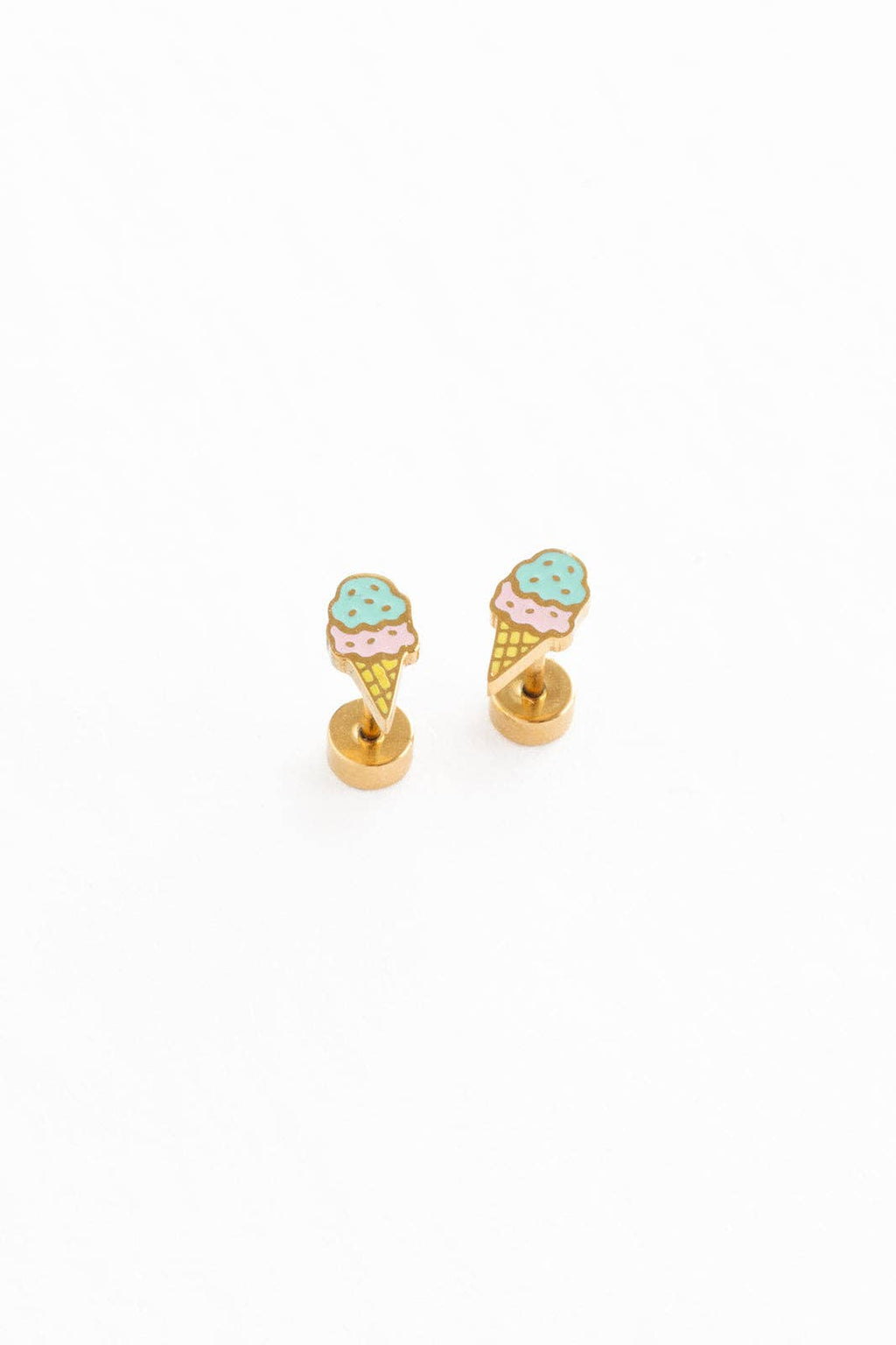 Ice Cream Stud Earrings - Hypoallergenic, Flat Back, Girl