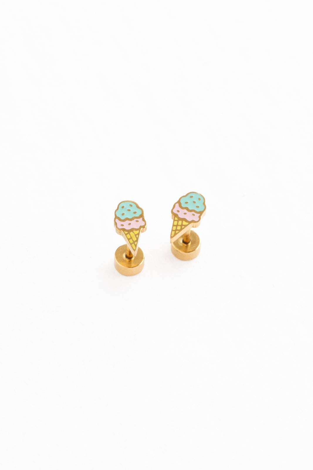 Ice Cream Stud Earrings - Hypoallergenic, Flat Back, Girl