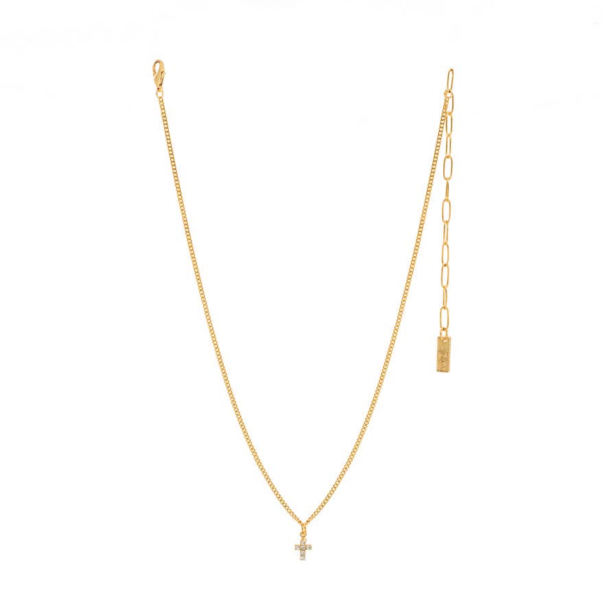 Single Mini Cross Necklace in Clear