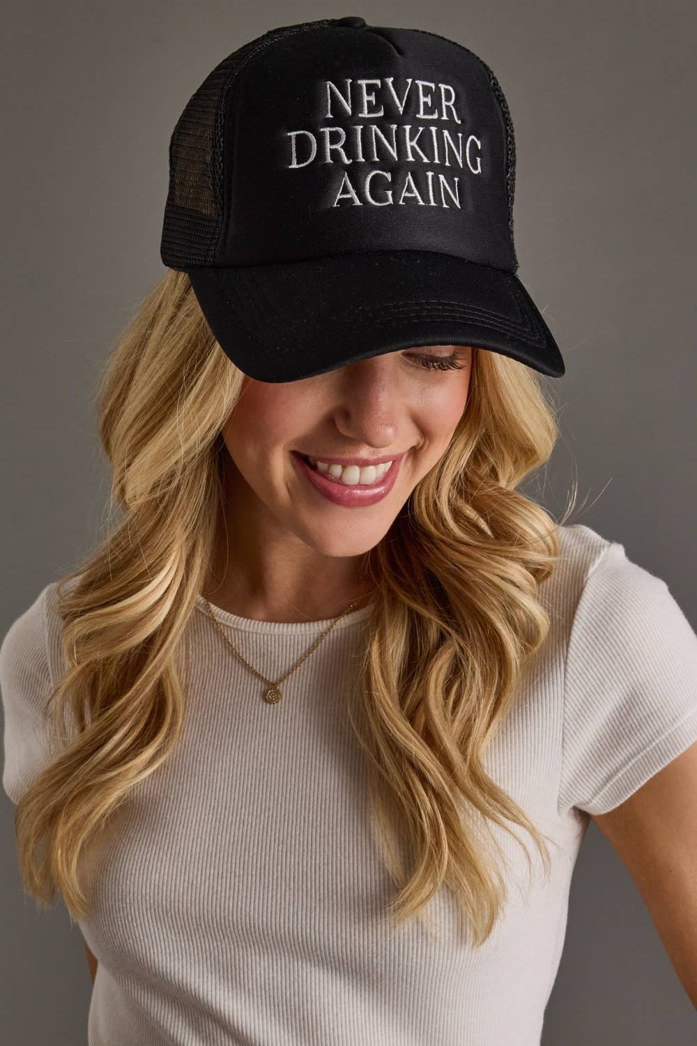 Black Never Drinking Again Trucker Hat