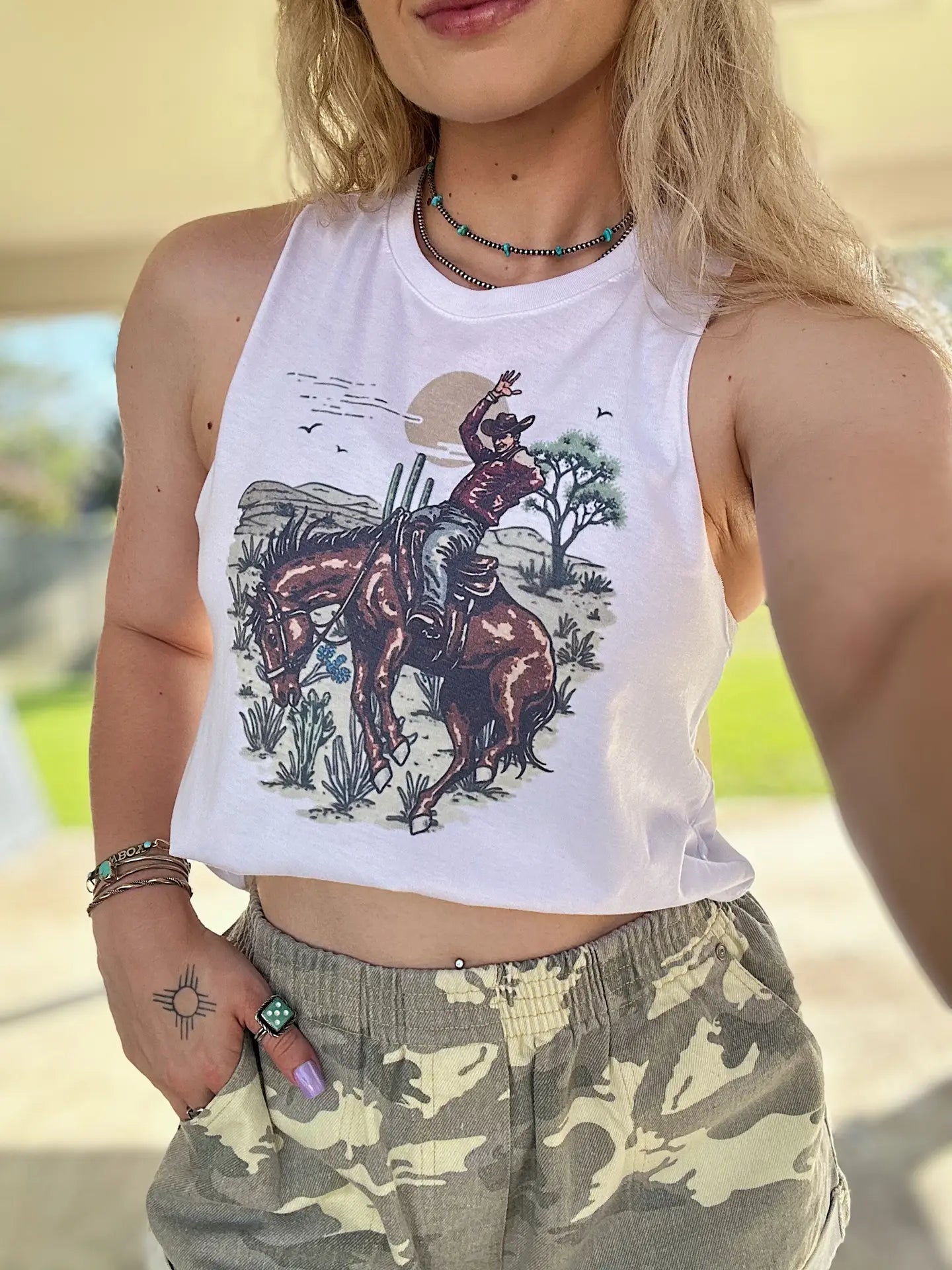 Wild cowboy cropped tank
