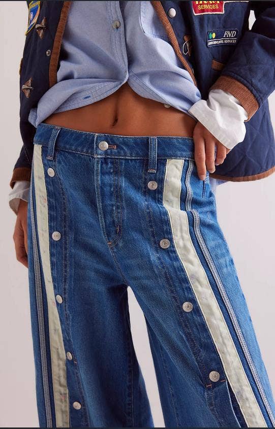 RETRO SLIT COLOR WIDE-LEG JEANS