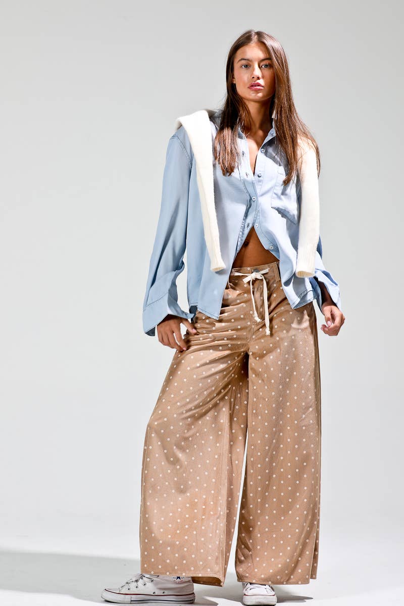 Corduroy mini polka pants