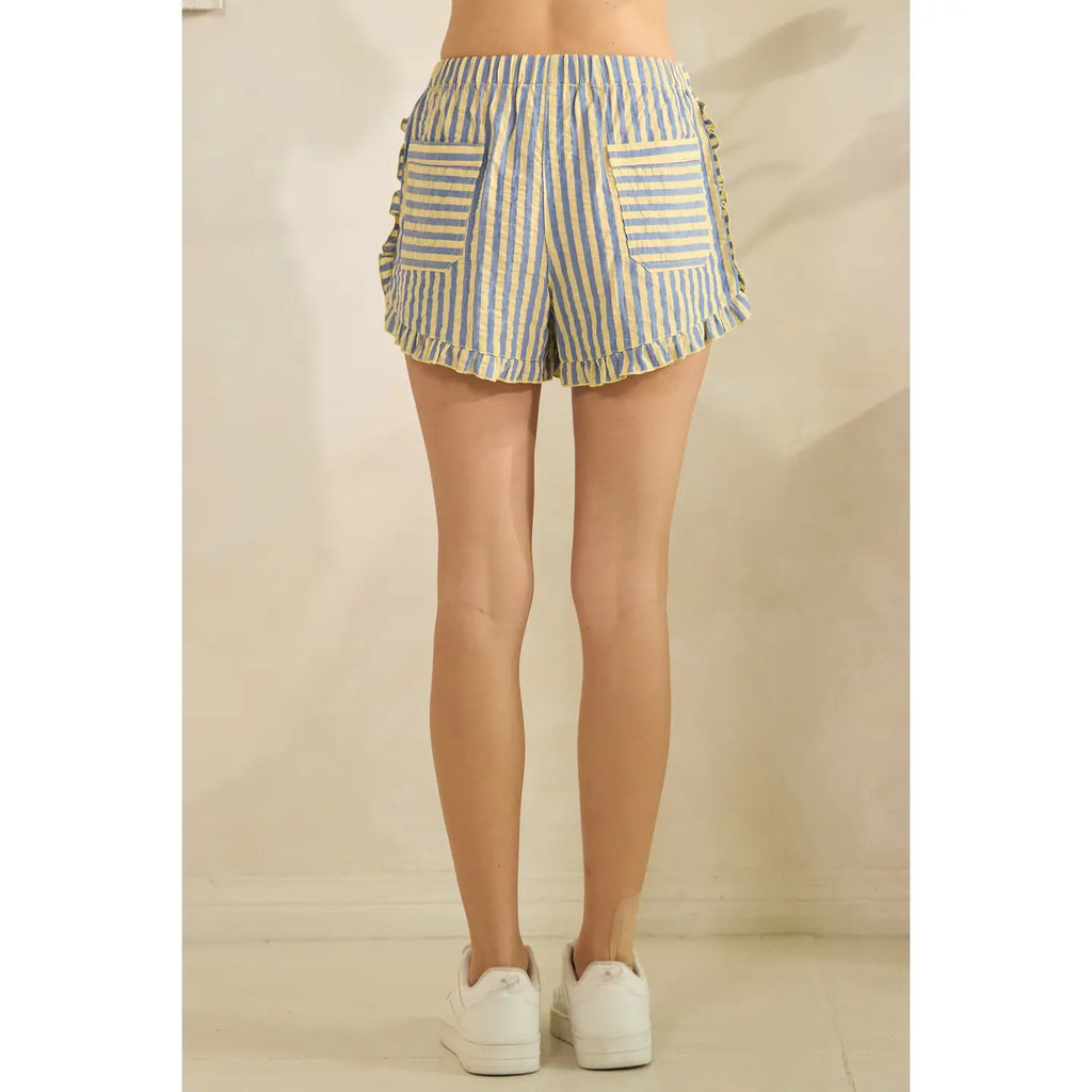 Stripped ruffle short
