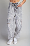 Striped patch barrel pants