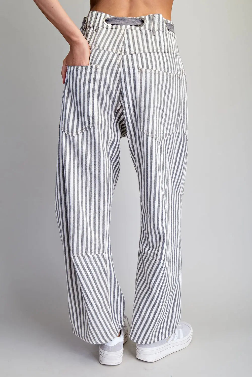 Striped patch barrel pants