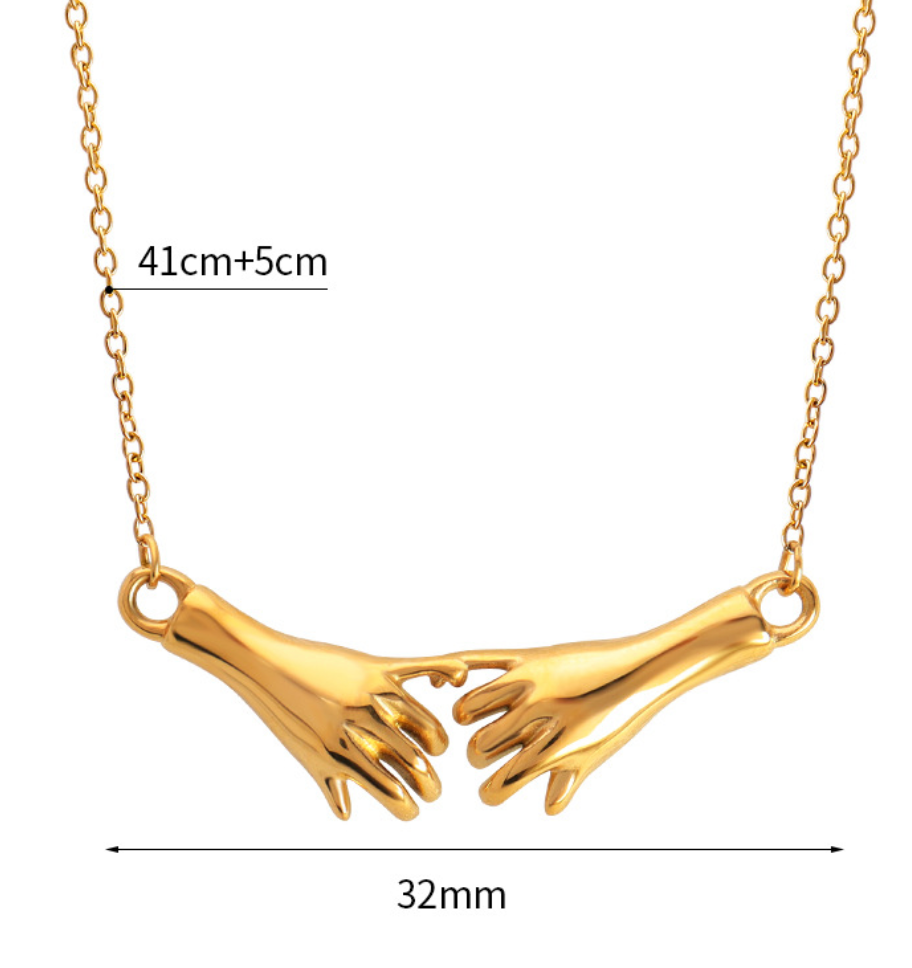 Pinky Promise Ride or Die Hand Necklace 18K Gold Waterproof